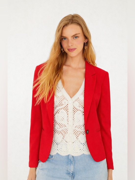 FARM Rio Jackets & Blazers - Farm Rio Red Jersey Knit Blazer Size Small